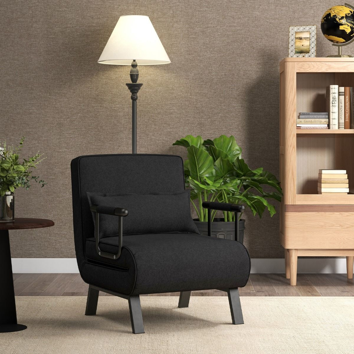 Fauteuil Convertible À Lit 1 Place Fauteuil De Salon 4-En-1 Dossier Réglable En 6 Positions Avec Oreiller 7 Couleurs Au Choix