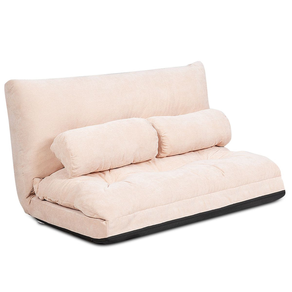 Canapé Convertible 2 Places Réglables À 6 Positions 90-180° Avec 2 Oreillers En Velours Côtelé Pour Salon Chambre Beige/Bleu/Café/Gris