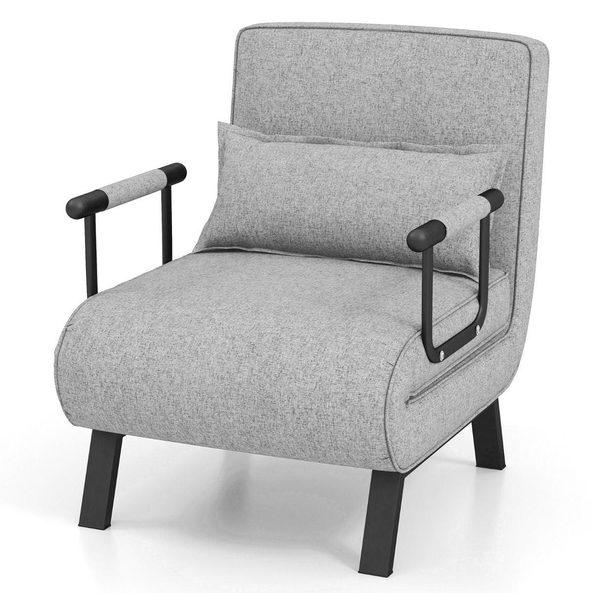 Fauteuil Convertible À Lit 1 Place Fauteuil De Salon 4-En-1 Dossier Réglable En 6 Positions Avec Oreiller 7 Couleurs Au Choix