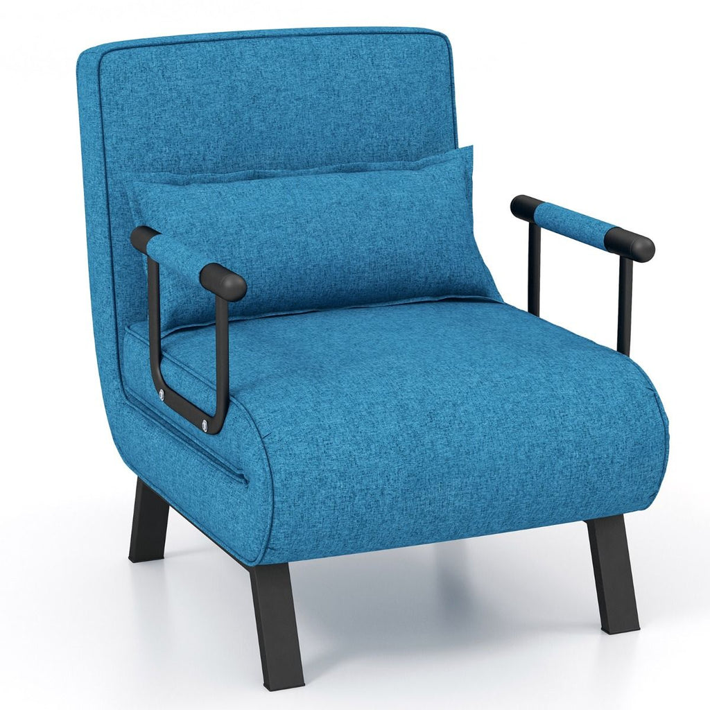Fauteuil Convertible À Lit 1 Place Fauteuil De Salon 4-En-1 Dossier Réglable En 6 Positions Avec Oreiller 7 Couleurs Au Choix