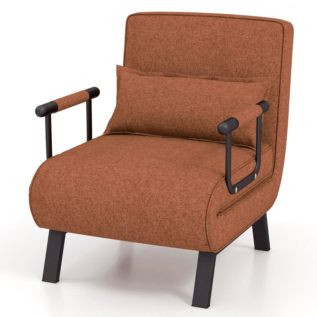Fauteuil Convertible À Lit 1 Place Fauteuil De Salon 4-En-1 Dossier Réglable En 6 Positions Avec Oreiller 7 Couleurs Au Choix