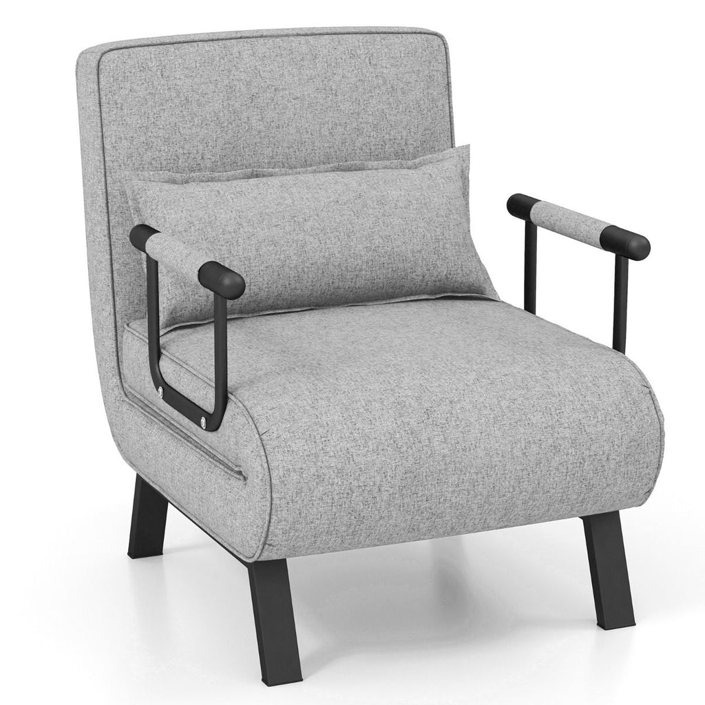 Fauteuil Convertible À Lit 1 Place Fauteuil De Salon 4-En-1 Dossier Réglable En 6 Positions Avec Oreiller 7 Couleurs Au Choix