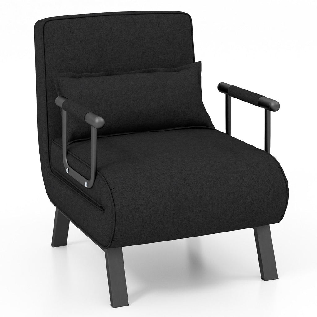 Fauteuil Convertible À Lit 1 Place Fauteuil De Salon 4-En-1 Dossier Réglable En 6 Positions Avec Oreiller 7 Couleurs Au Choix