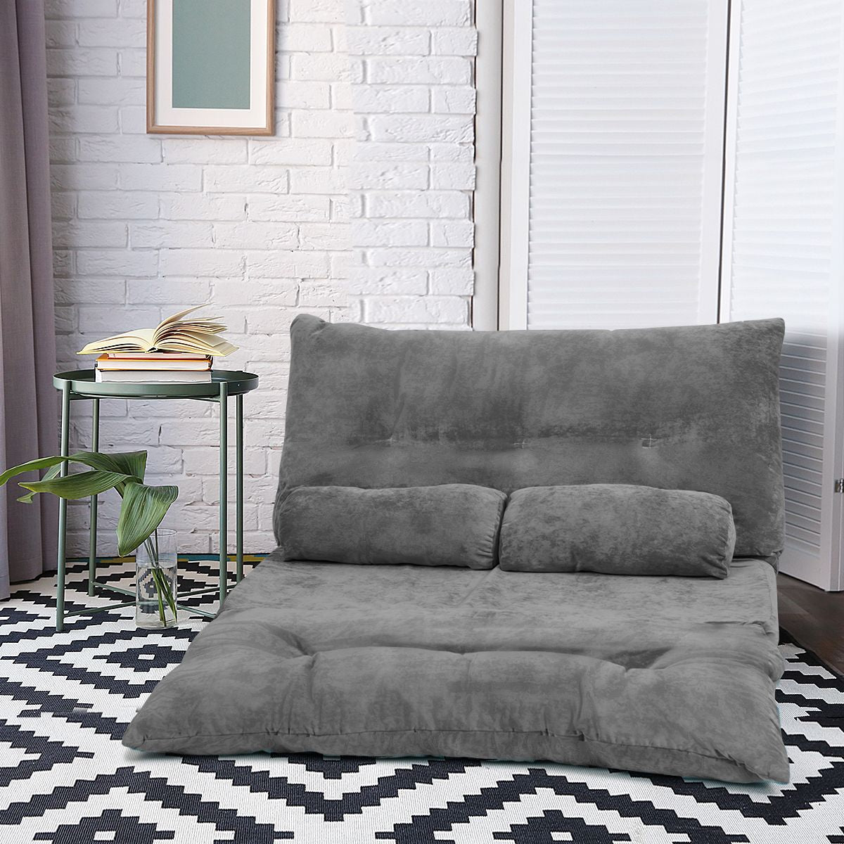 Canapé Convertible 2 Places Réglables À 6 Positions 90-180° Avec 2 Oreillers En Velours Côtelé Pour Salon Chambre Beige/Bleu/Café/Gris