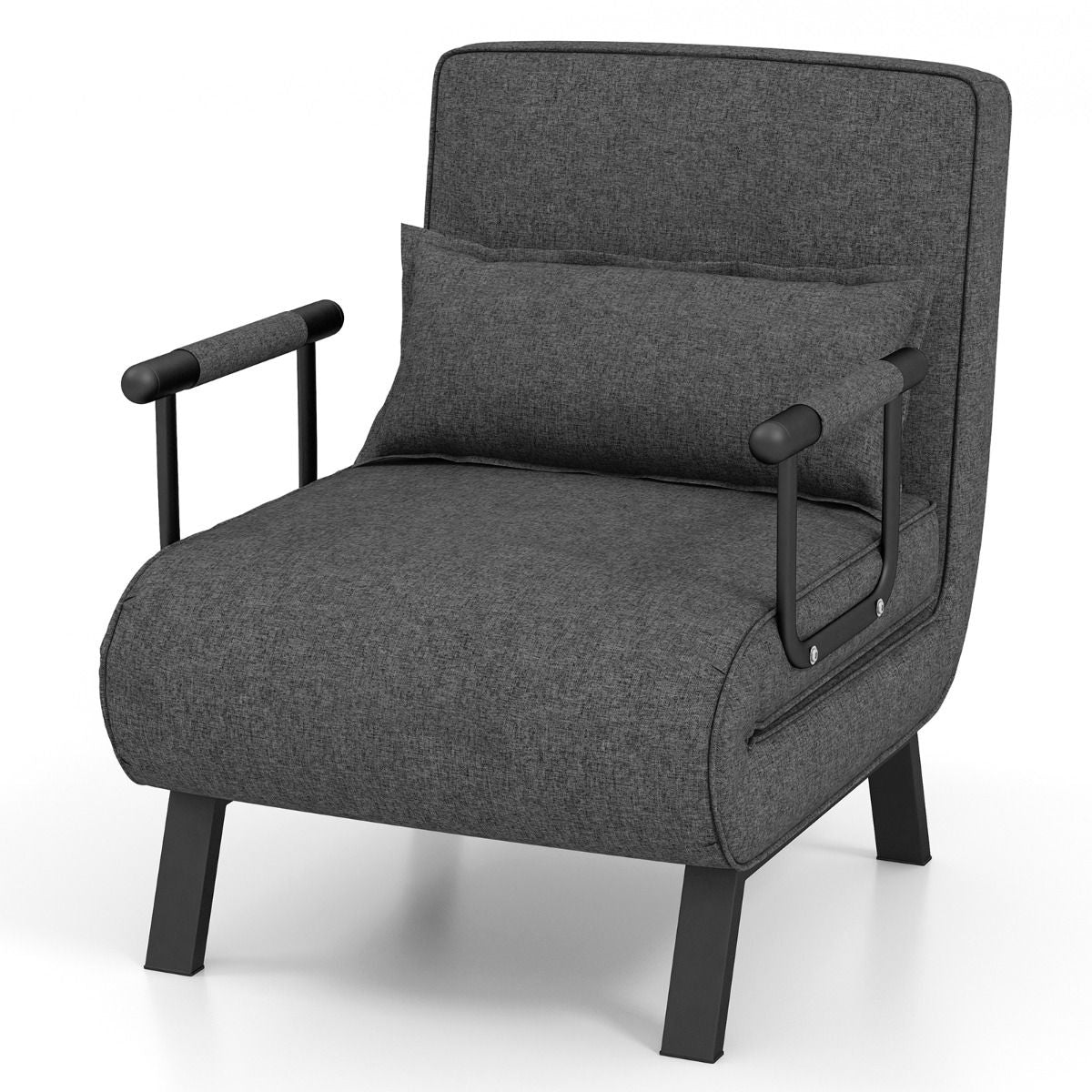 Fauteuil Convertible À Lit 1 Place Fauteuil De Salon 4-En-1 Dossier Réglable En 6 Positions Avec Oreiller 7 Couleurs Au Choix