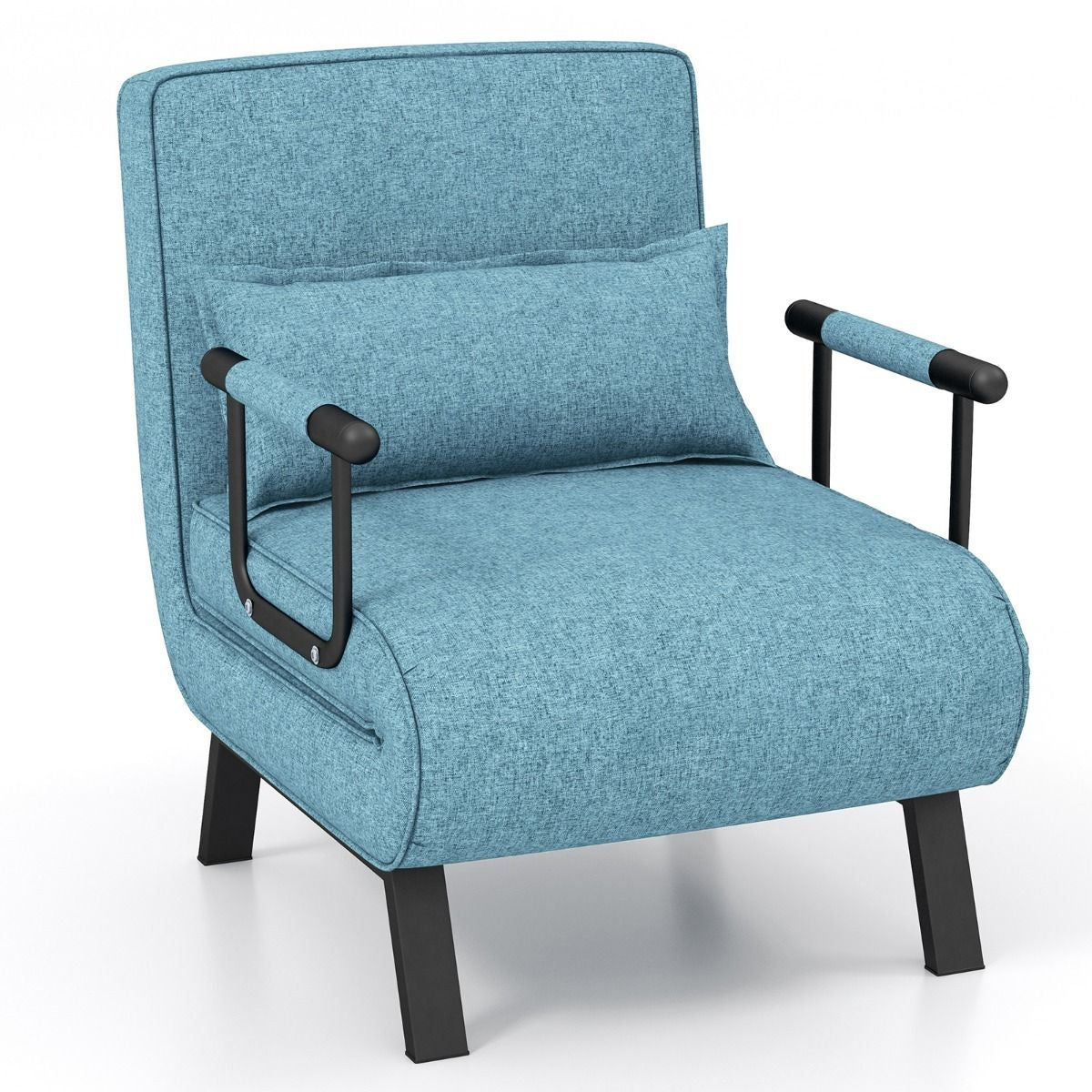 Fauteuil Convertible À Lit 1 Place Fauteuil De Salon 4-En-1 Dossier Réglable En 6 Positions Avec Oreiller 7 Couleurs Au Choix