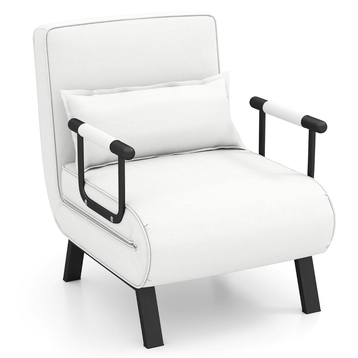 Fauteuil Convertible À Lit 1 Place Fauteuil De Salon 4-En-1 Dossier Réglable En 6 Positions Avec Oreiller 7 Couleurs Au Choix