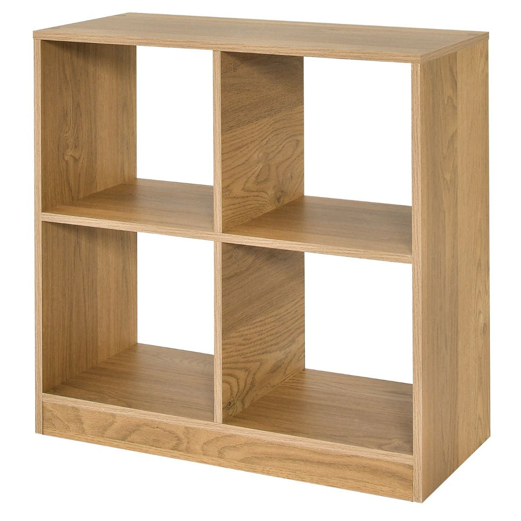 Bibliothèque Étagère Rangement À 3 Niveaux Avec 4 Compartiments Ouverts Meuble Cube De Rangement En Bois 73 X 33 X 73Cm Noir/Blanc/Naturel