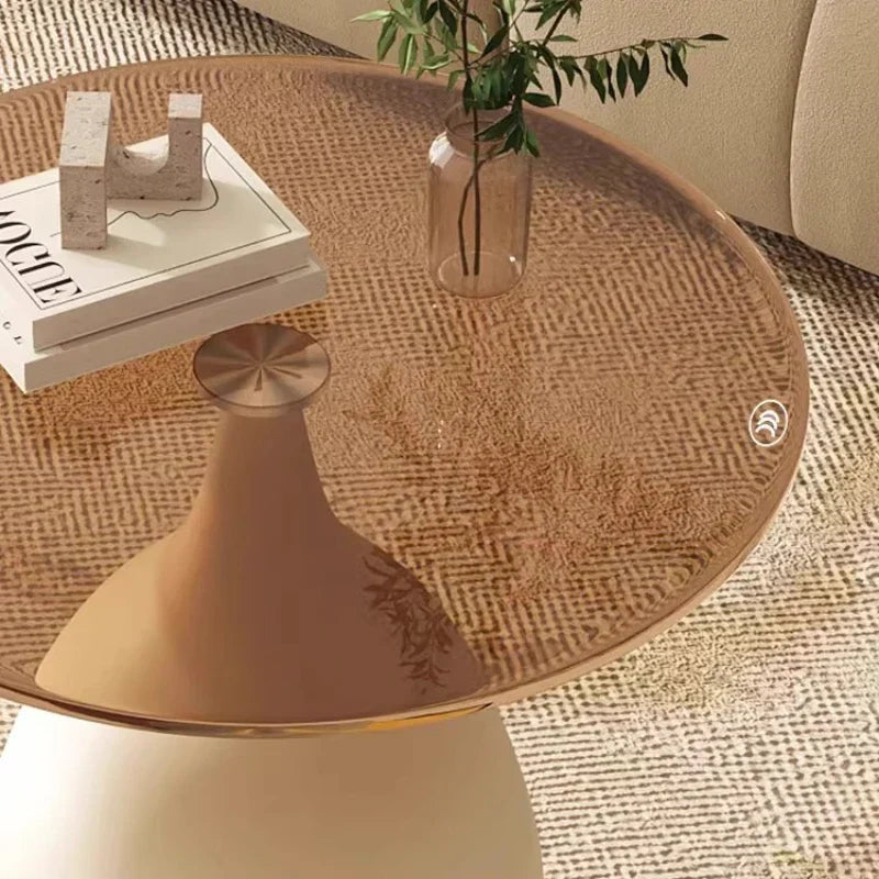 Varellia Modern round Glass Side Table | Minimalist Steel Accent Table | Elegant Coffee & Nightstand Table