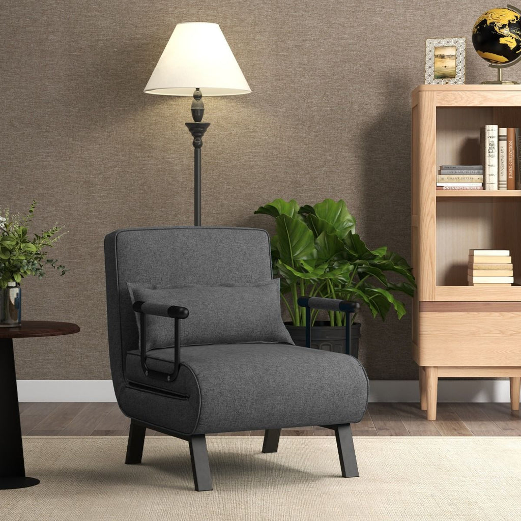Fauteuil Convertible À Lit 1 Place Fauteuil De Salon 4-En-1 Dossier Réglable En 6 Positions Avec Oreiller 7 Couleurs Au Choix