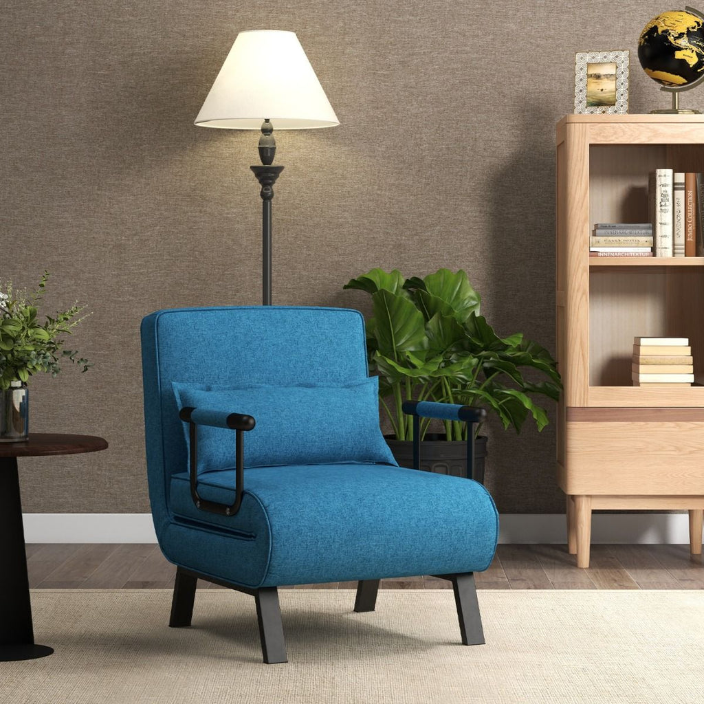 Fauteuil Convertible À Lit 1 Place Fauteuil De Salon 4-En-1 Dossier Réglable En 6 Positions Avec Oreiller 7 Couleurs Au Choix