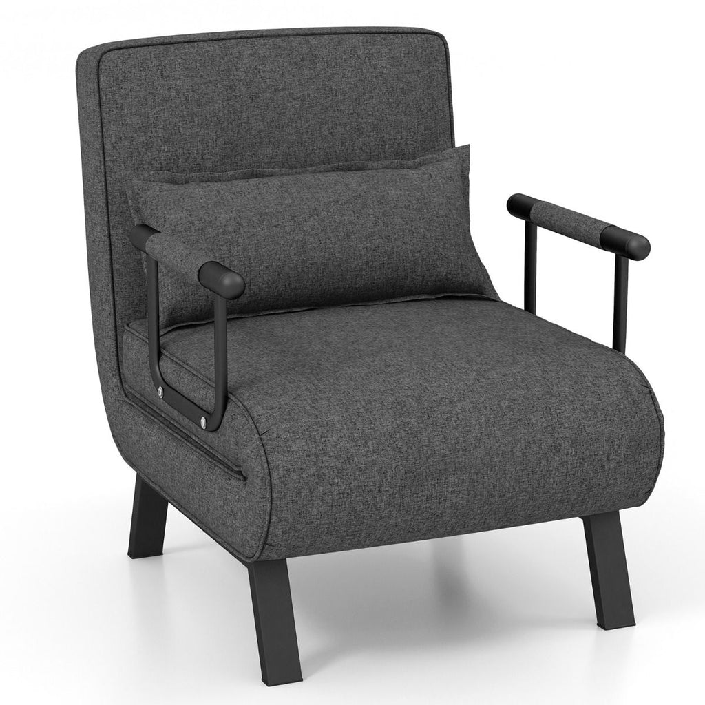 Fauteuil Convertible À Lit 1 Place Fauteuil De Salon 4-En-1 Dossier Réglable En 6 Positions Avec Oreiller 7 Couleurs Au Choix