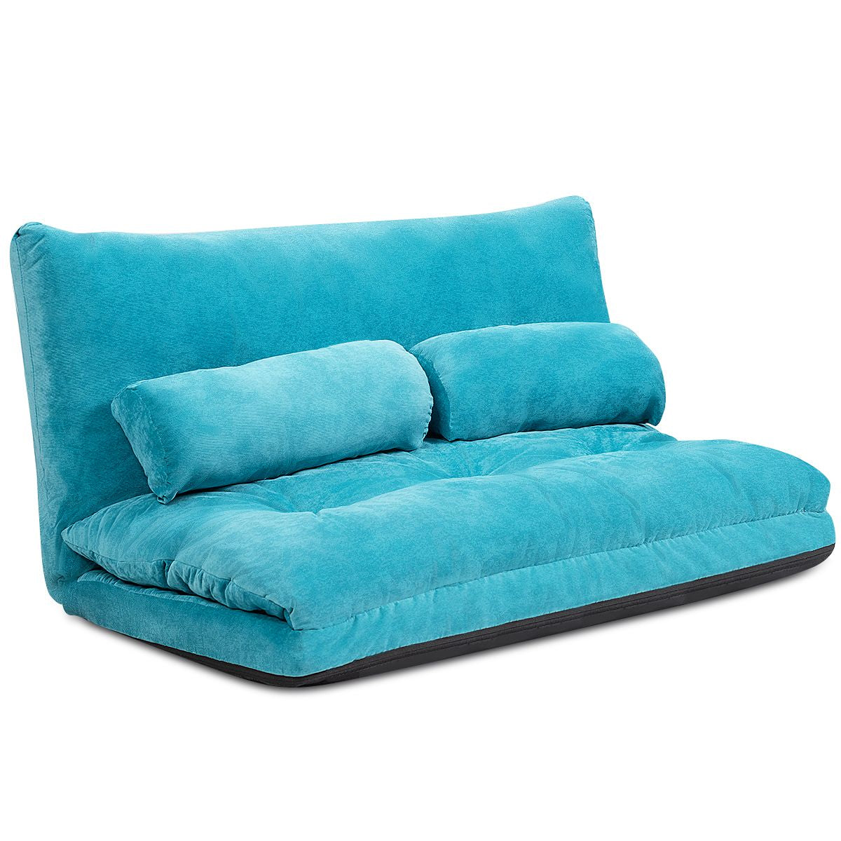Canapé Convertible 2 Places Réglables À 6 Positions 90-180° Avec 2 Oreillers En Velours Côtelé Pour Salon Chambre Beige/Bleu/Café/Gris