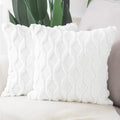 Lot De 2 Doux Peluche Laine Courte Velours Décoratif Housses De Coussin Luxe Style Pour Canapé Chambre Blanc 40 X 40 Cm
