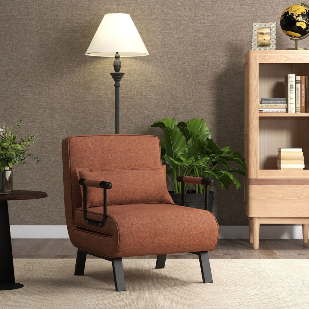 Fauteuil Convertible À Lit 1 Place Fauteuil De Salon 4-En-1 Dossier Réglable En 6 Positions Avec Oreiller 7 Couleurs Au Choix