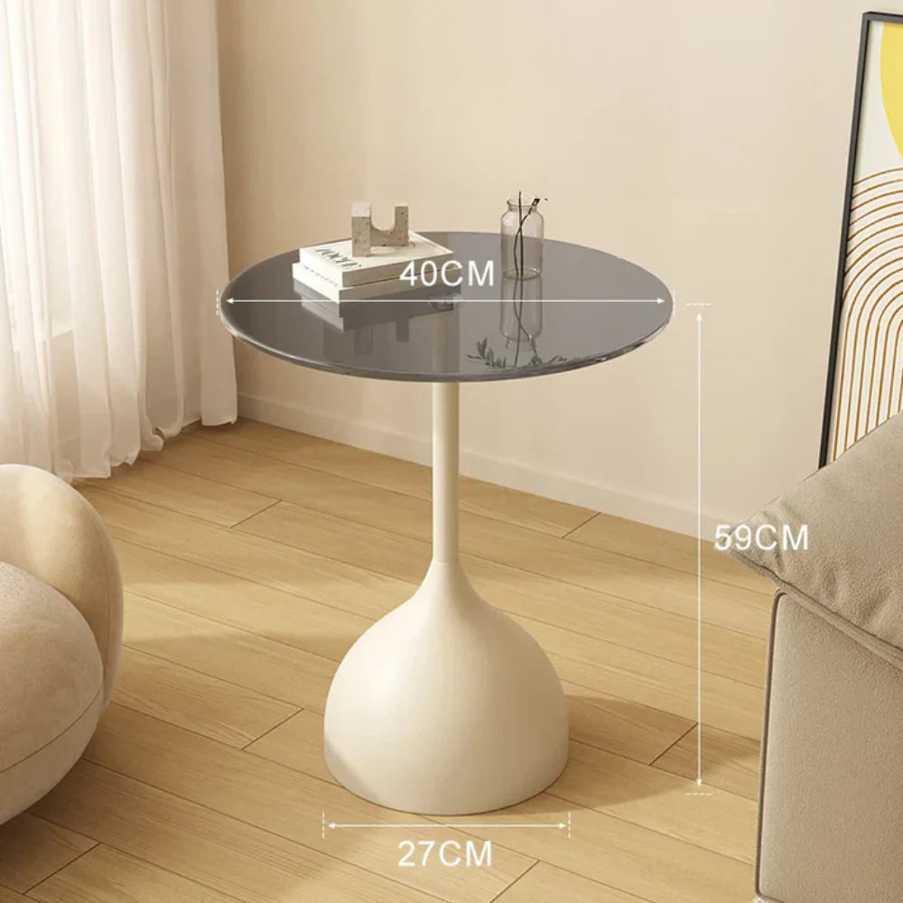 Varellia Modern round Glass Side Table | Minimalist Steel Accent Table | Elegant Coffee & Nightstand Table