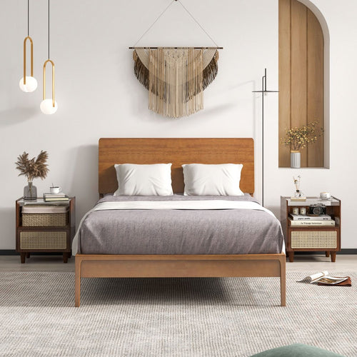 2 Tables De Chevet Avec Tiroir Table D'Appoint En Bambou Avec Plateau En Verrepieds En Bois Massif 43 X 35 X 50 Cm Brun/Naturel